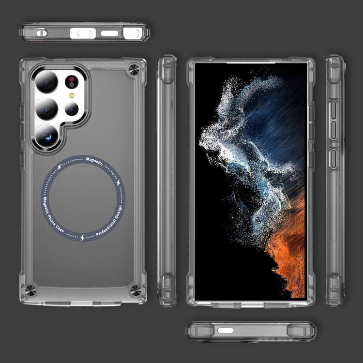 Samsung Galaxy S24 Ultra 5G case made of TPU and PC materials, featuring a sleek design with MagSafe magnetic charging support.